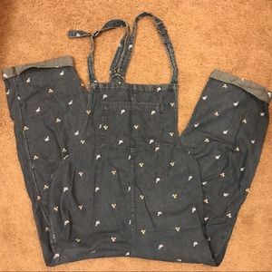 Final price drop- Aerie floral embroidered overalls